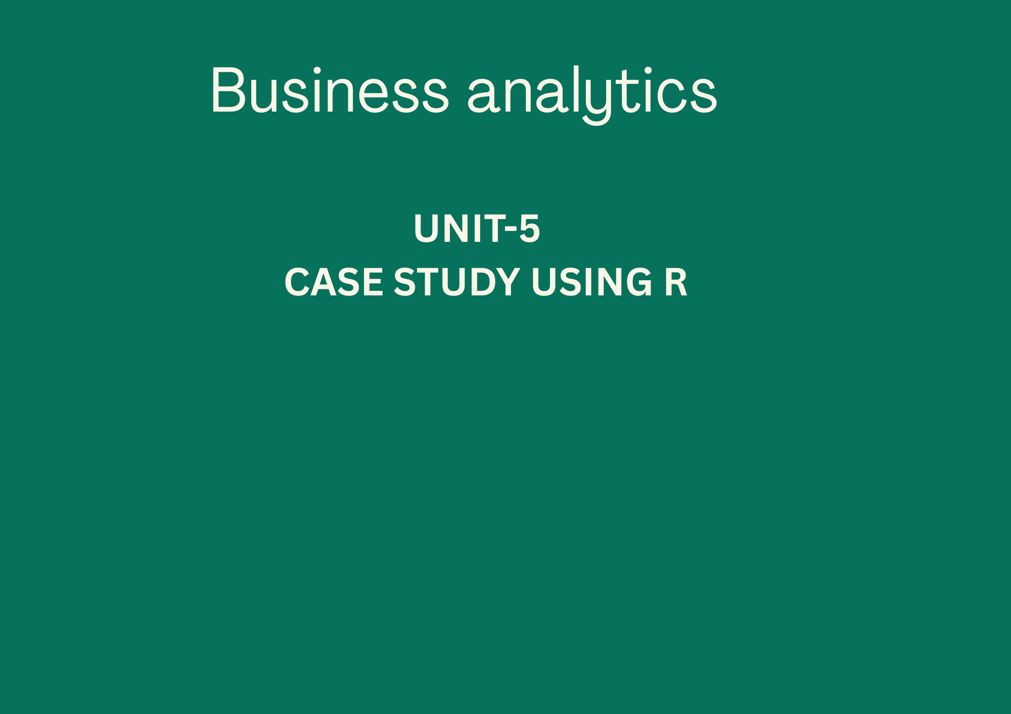 BUSINESS ANALYTICS